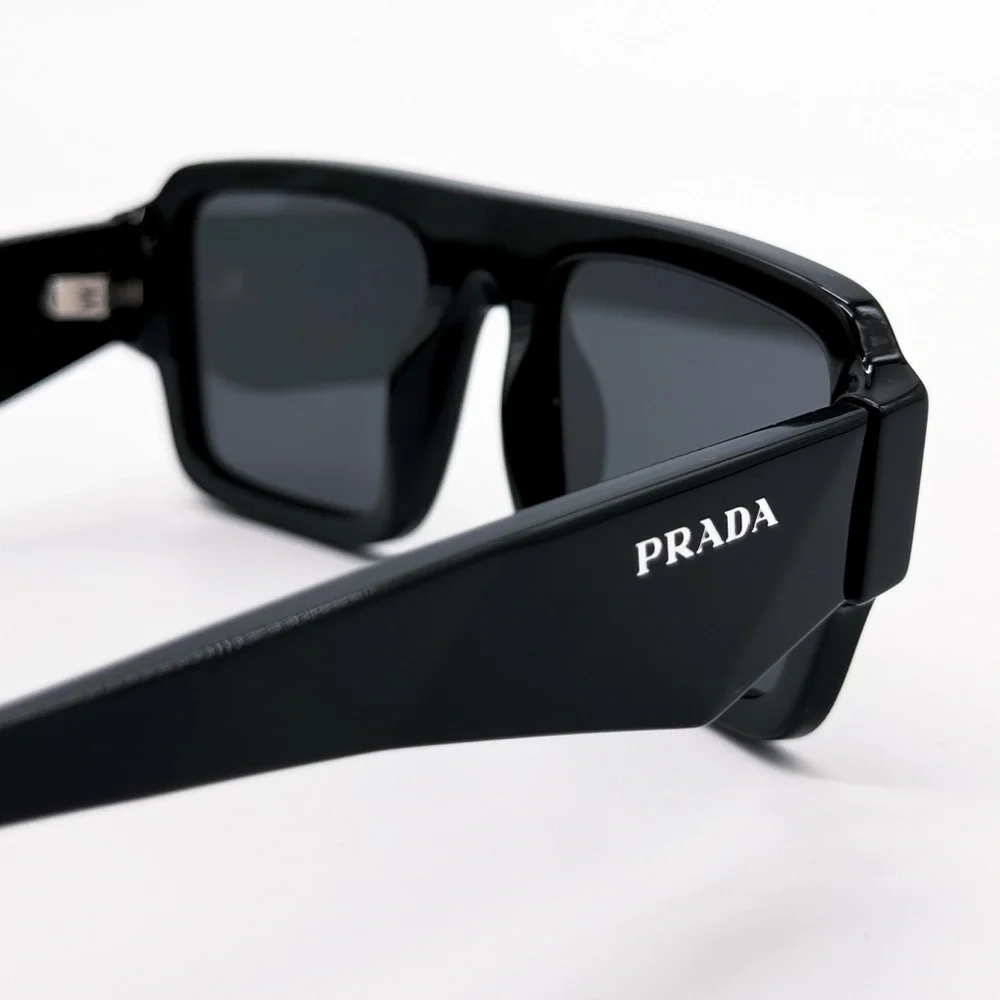 NEW PRADA SPR A05 16K08Z SQUARE BLACK PRA05S 16K08Z UNISEX PRADA SUNGLASSES - Picture 9 of 13